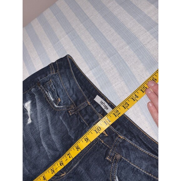 Y2K Refuge Jean Shorts Women’s Size 6 Dark Blue Denim Raw Hem Frayed Booty Short - Picture 10 of 11